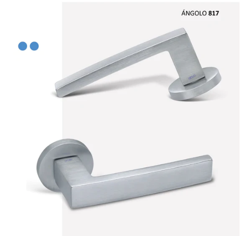 Groel 817 Angolo Round Door Handle Set Finish Available In 4 Colours :  Brushed Satin Chrome ,Black ,Graphite (Bronze) ,Inox Tech