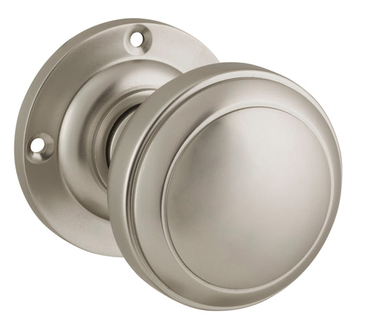 Door Knob Milton Round Rose Pair Satin Nickel D54xP65mm BP57mm