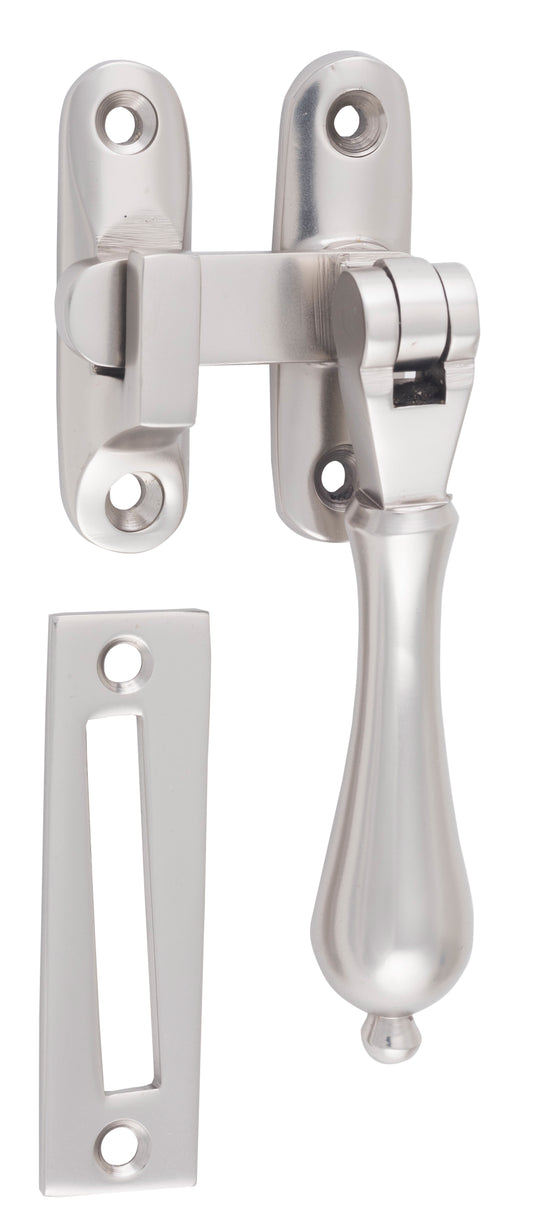 Casement Fastener Teardrop Long Throw Satin Nickel W50xP30mm Drop 95mm