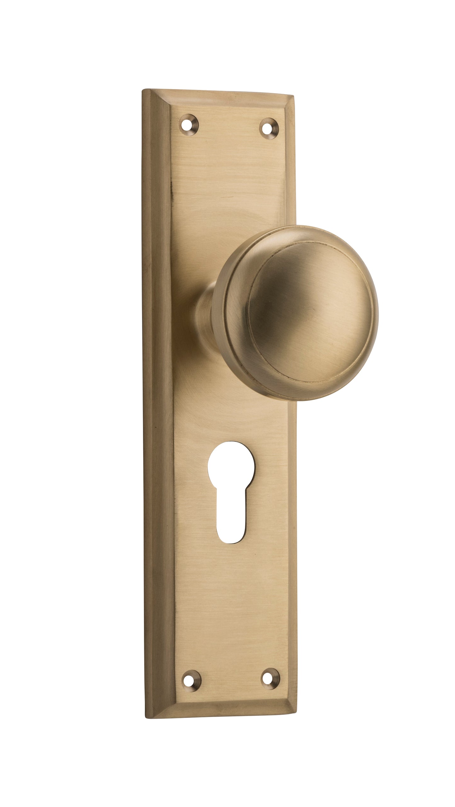 Door Knob Milton Euro Pair Satin Brass H200xW50xP73mm