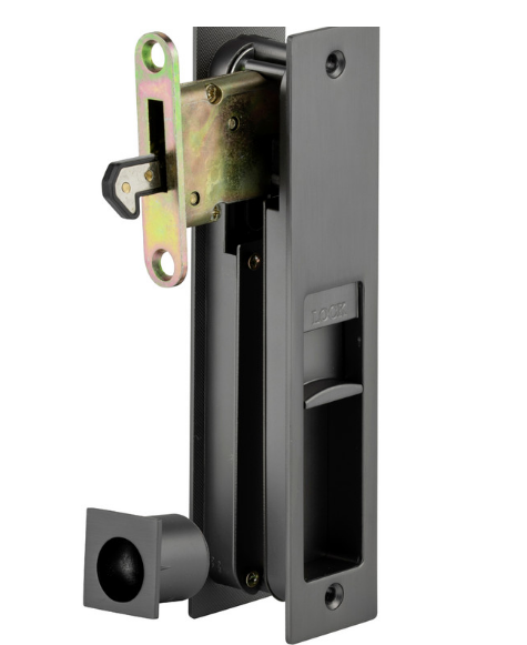 Sylvan Cavity Slider Privacy Set - Black ,Graphite ,Satin Nickel Finish