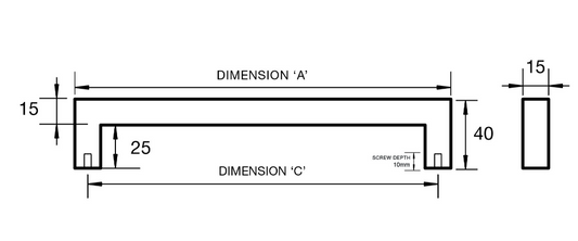 Kethy Biella D Handle 15mm Polished Stainless Steel Handle C to C Available In 5 Sizes : 367mm x 352mm ,400mm x 385mm ,500mm x 485mm ,600mm x 585mm ,800mm x 785mm
