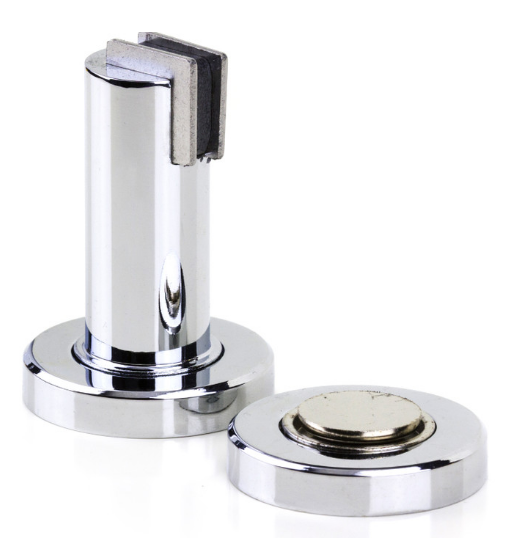 Sylvan Floor Wall Mounted Magnetic Door Stop - Chrome & Satin Plate Finish