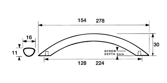 Kethy Oval Bow Handle 128mm & 224mm Matt