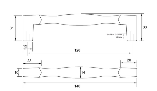 Kethy Hampton Square D Handle 128mm Antique Brass Gloss & Oxidised Tin Gloss