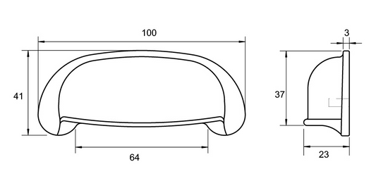 Kethy Hampton Shell 64mm C to C 100mm O/A Cast Iron Finish English Bronze & Iron Gloss