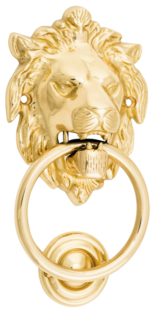 Door Knocker Lion Polished Brass D93xP55mm BP103x135mm