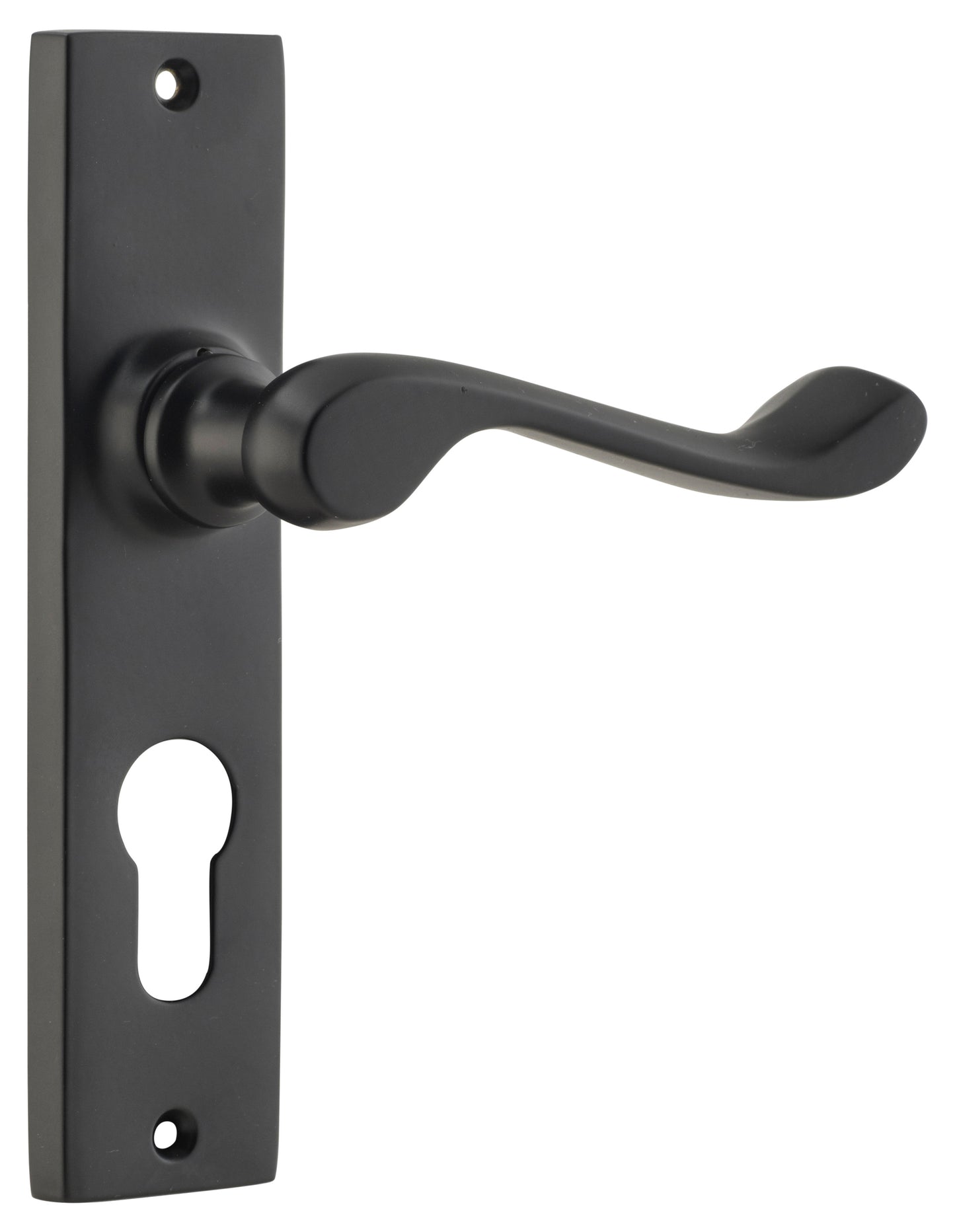 Door Lever Fremantle Euro Pair Matt Black H150xW35xP50mm