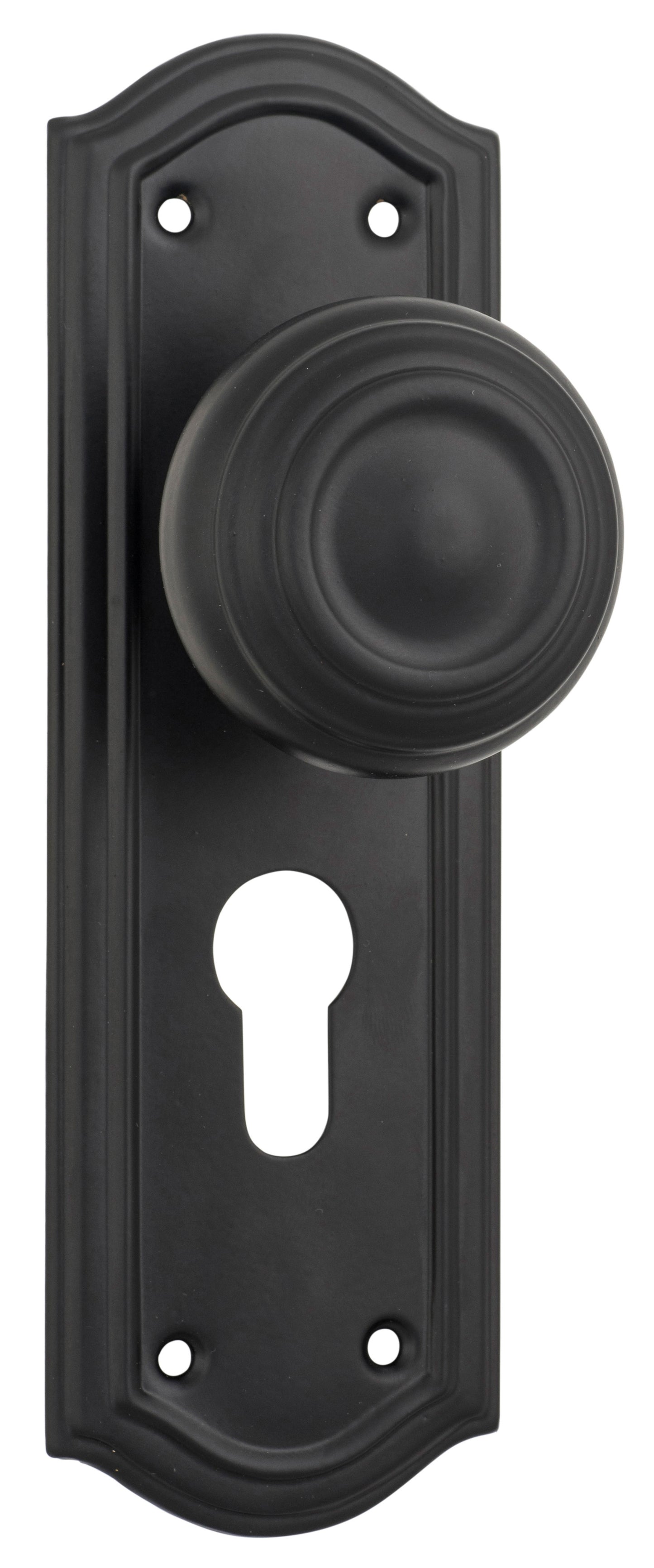 Door Knob Kensington Euro Pair Matt Black H175xP57xW58mm