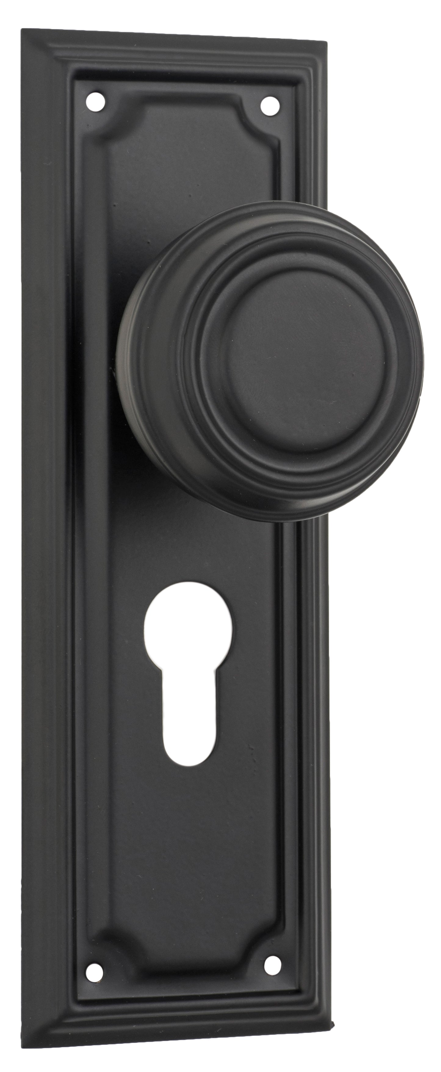 Door Knob Edwardian Euro Pair Matt Black H185xW60xP57mm