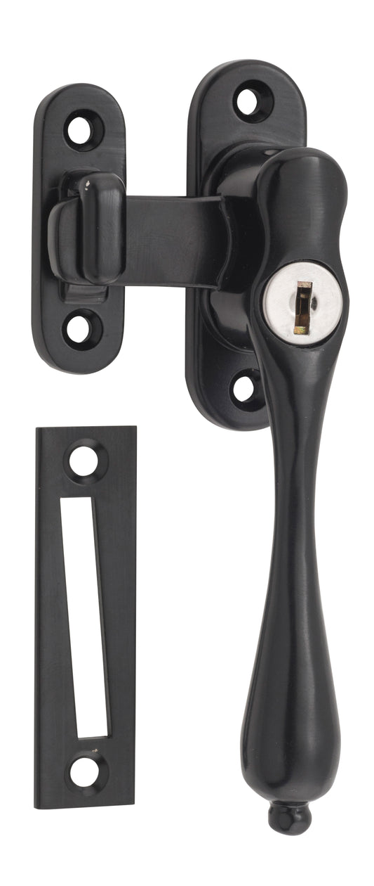 Casement Fastener Locking Teardrop Right Hand Matt Black W28xP34mm Drop 115mm