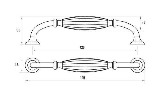 Kethy Ashford Solid D Handle 128mm C to C Antique Pewter