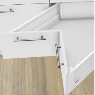 Blum Tandembox antaro Space corner kitset  length 650mm x 65kg  (Height M 98.5mm,D 224mm) fixed front corner, pull-out
