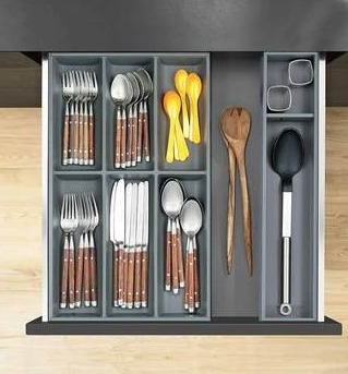 BLUM AMBIA-LINE CUTLERY INSERT Width 300mm Length 450,500,550mm( length 3 option) x Height M 106mm Steel & Soft Touch For NL
