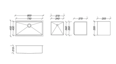 San Sink Stainless Steel SC-750 Firenze Lavello Centro Premium Range 1.2mm