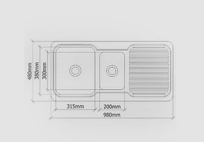 San Sink Stainless Steel E-130D Atlas Eco Range .9mm Double Bowl