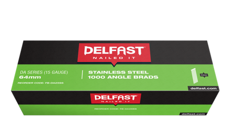 Delfast 15gauge Stainless Steel DA Angle Brads - Box 1000.