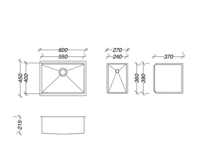 San Sink Stainless Steel SC-550 Venezia Lavello Centro Premium Range 1.2mm