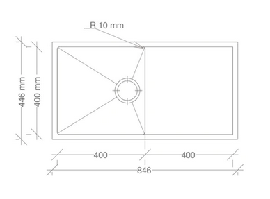 San Sink Stainless Steel AN4040D-Viareggio Delta Range 1.0mm