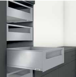 Blum Legrabox pure kitset one door gallery rail fronts Length 500-550mm ,5 × 70kg Space tower up to 601-1200W- Stainless Steel