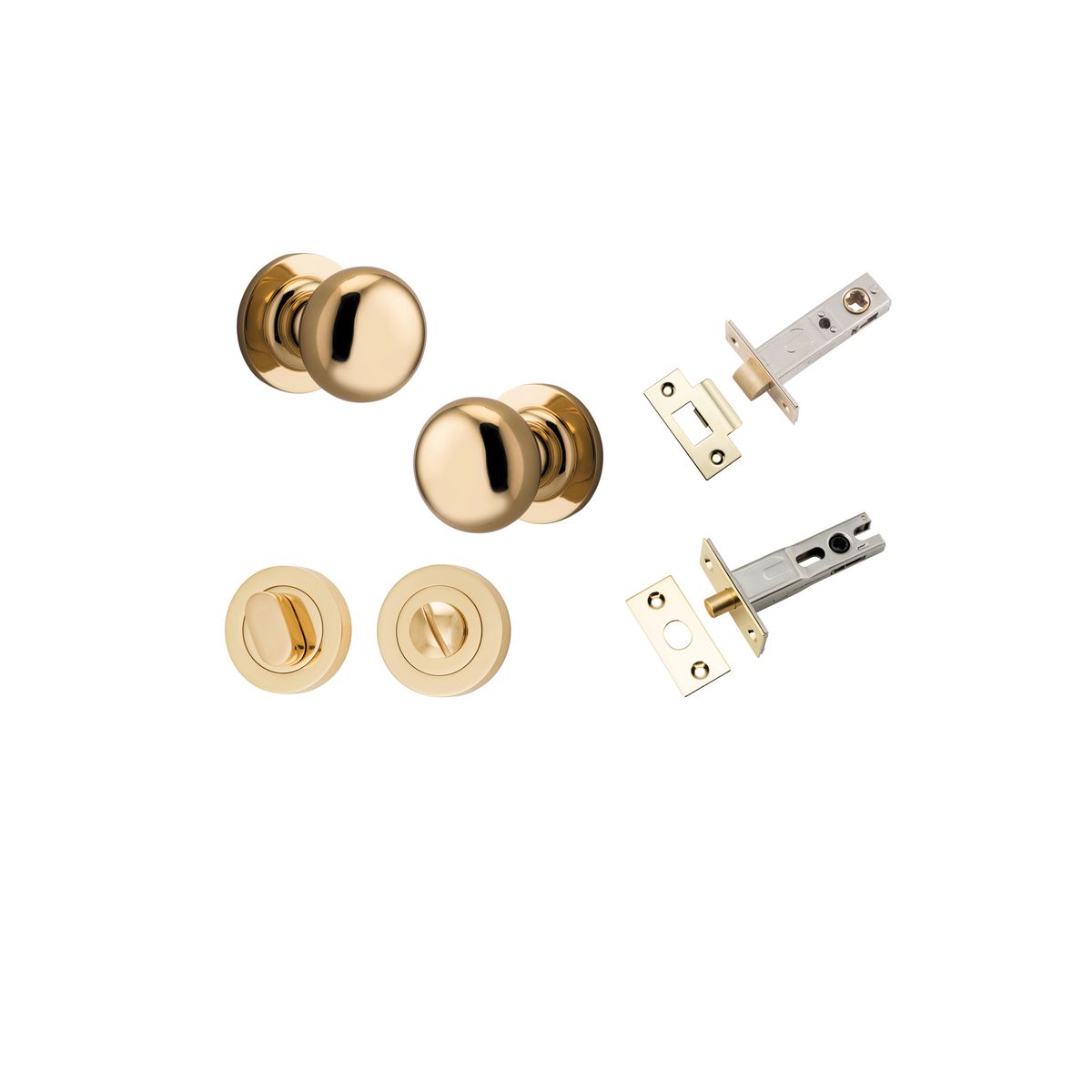 Iver Cambridge Door Knob Rose Round Concealed Fix Pair Passage Kit, Privacy Kit , Entrance Kit with High Security Lock -Polished Brass