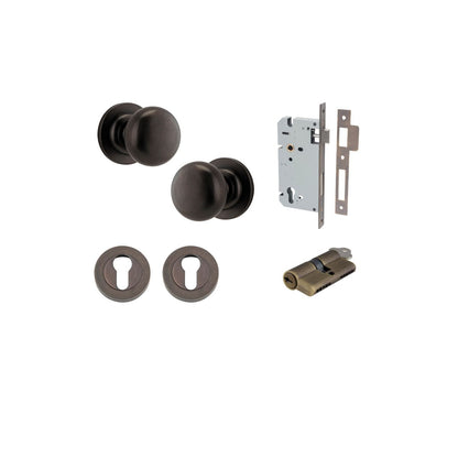 Iver Cambridge Door Knob Rose Round Concealed Fix Pair Passage Kit, Privacy Kit , Entrance Kit with High Security Lock -Signature Brass