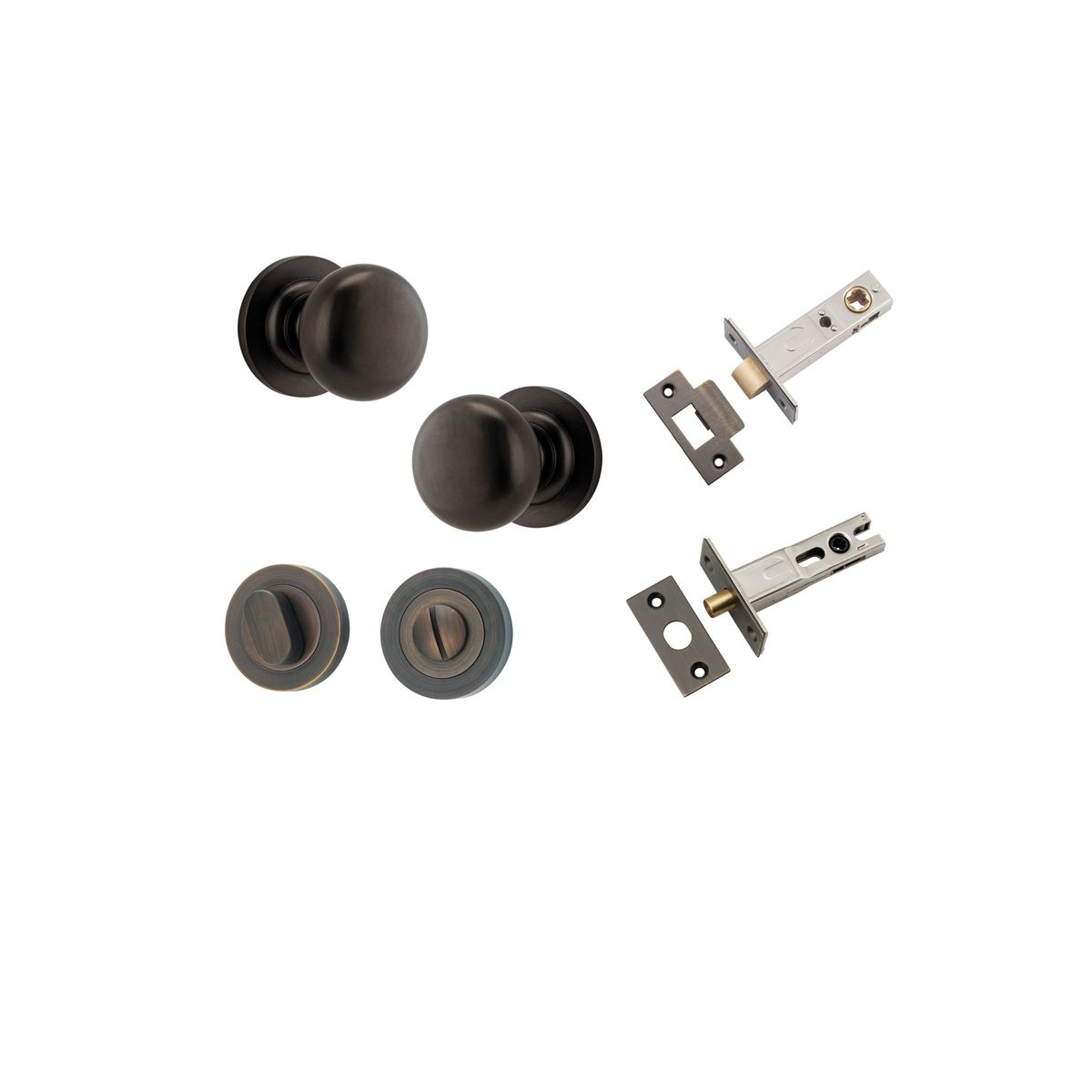 Iver Cambridge Door Knob Rose Round Concealed Fix Pair Passage Kit, Privacy Kit , Entrance Kit with High Security Lock -Signature Brass