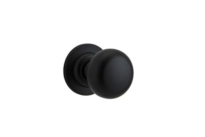 Iver Cambridge Door Knob Rose Round Concealed Fix Pair Passage Kit, Privacy Kit , Entrance Kit with High Security Lock -Matt Black