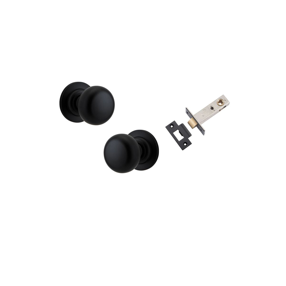 Iver Cambridge Door Knob Rose Round Concealed Fix Pair Passage Kit, Privacy Kit , Entrance Kit with High Security Lock -Matt Black