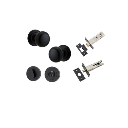 Iver Cambridge Door Knob Rose Round Concealed Fix Pair Passage Kit, Privacy Kit , Entrance Kit with High Security Lock -Matt Black
