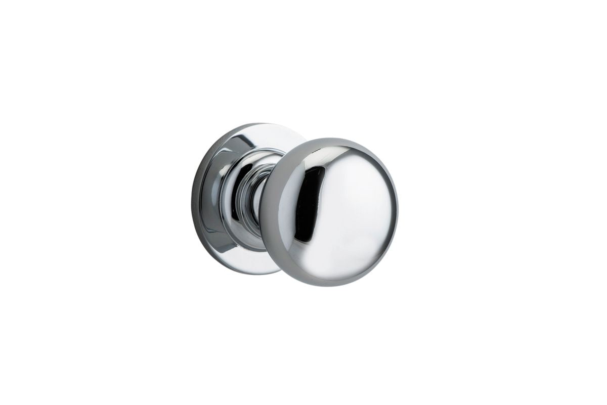 Iver Cambridge Door Knob Rose Round Concealed Fix Pair Passage Kit, Privacy Kit , Entrance Kit with High Security Lock -Polished Chrome