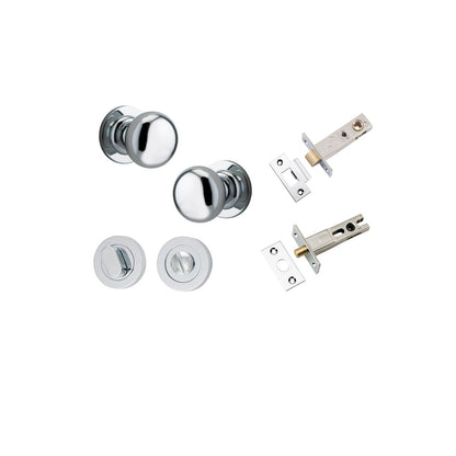 Iver Cambridge Door Knob Rose Round Concealed Fix Pair Passage Kit, Privacy Kit , Entrance Kit with High Security Lock -Polished Chrome