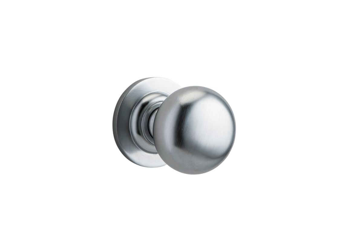 Iver Cambridge Door Knob Rose Round Concealed Fix Pair Passage Kit, Privacy Kit , Entrance Kit with High Security Lock -Brushed Chrome