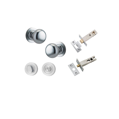 Iver Cambridge Door Knob Rose Round Concealed Fix Pair Passage Kit, Privacy Kit , Entrance Kit with High Security Lock -Brushed Chrome