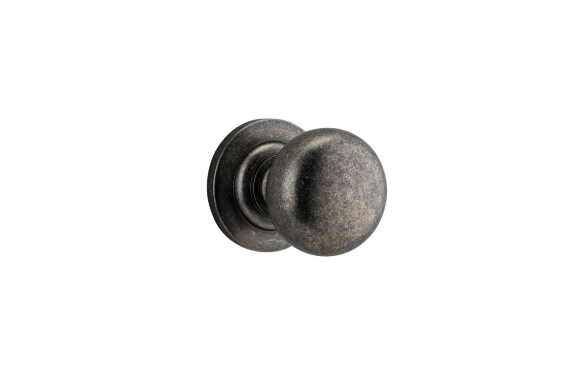 Iver Cambridge Door Knob Rose Round Concealed Fix Pair Passage Kit, Privacy Kit , Entrance Kit with High Security Lock -Distressed Nickel