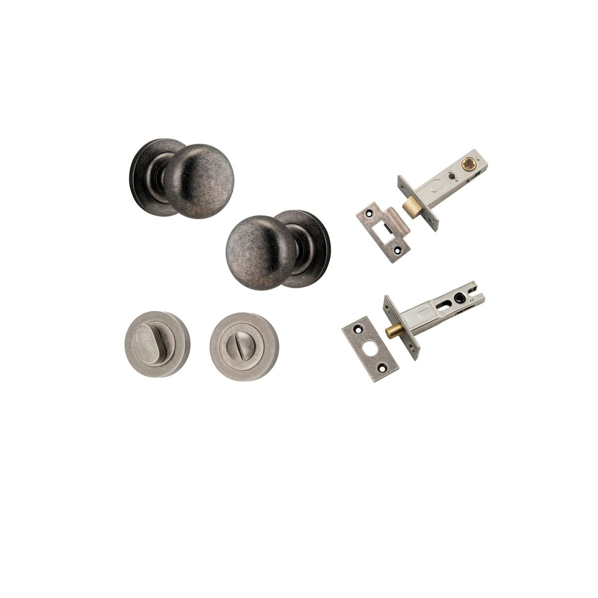 Iver Cambridge Door Knob Rose Round Concealed Fix Pair Passage Kit, Privacy Kit , Entrance Kit with High Security Lock -Distressed Nickel