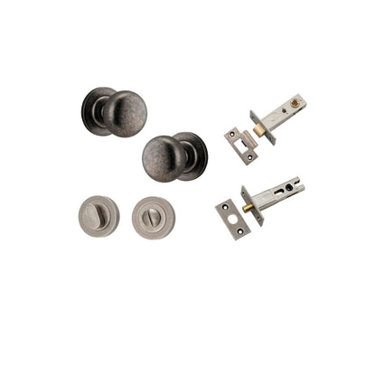 Iver Cambridge Door Knob Rose Round Concealed Fix Pair Passage Kit, Privacy Kit , Entrance Kit with High Security Lock -Distressed Nickel