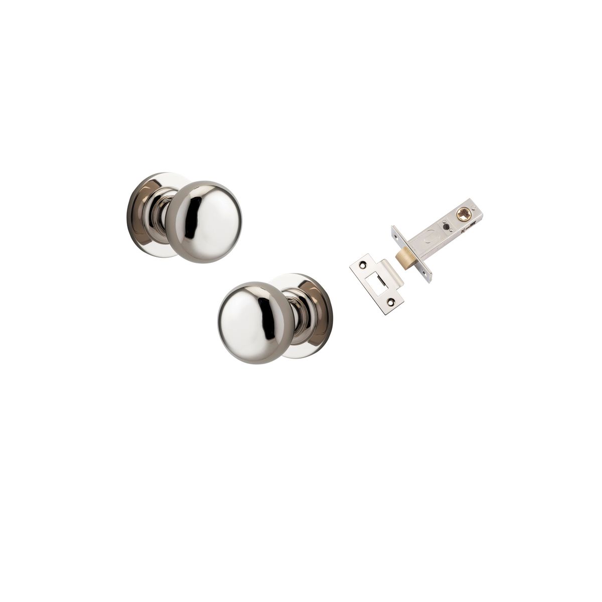 Iver Cambridge Door Knob Rose Round Concealed Fix Pair Passage Kit, Privacy Kit , Entrance Kit with High Security Lock -Polished Nickel