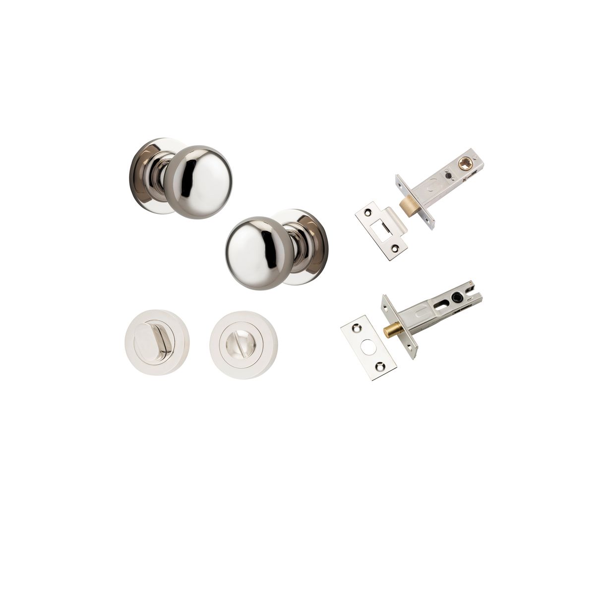 Iver Cambridge Door Knob Rose Round Concealed Fix Pair Passage Kit, Privacy Kit , Entrance Kit with High Security Lock -Polished Nickel