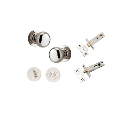 Iver Cambridge Door Knob Rose Round Concealed Fix Pair Passage Kit, Privacy Kit , Entrance Kit with High Security Lock -Polished Nickel