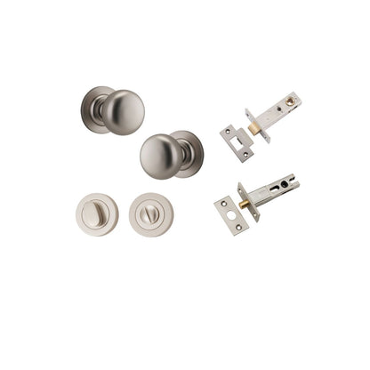Iver Cambridge Door Knob Rose Round Concealed Fix Pair Passage Kit, Privacy Kit , Entrance Kit with High Security Lock - Satin Nickel