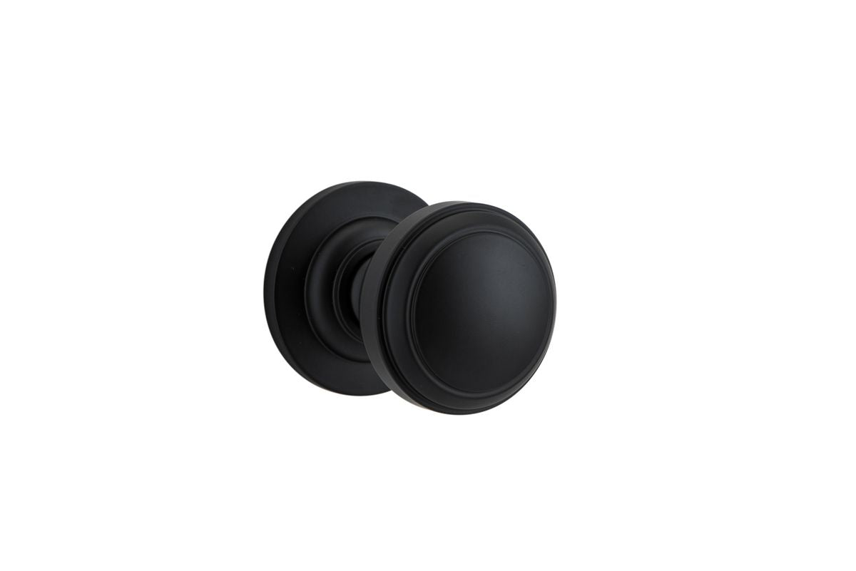Iver Paddington  Door Knob Round Rose Concealed Fix Pair, Passage Kit, Privacy Kit , Entrance Kit with High Security Lock - Matt Black