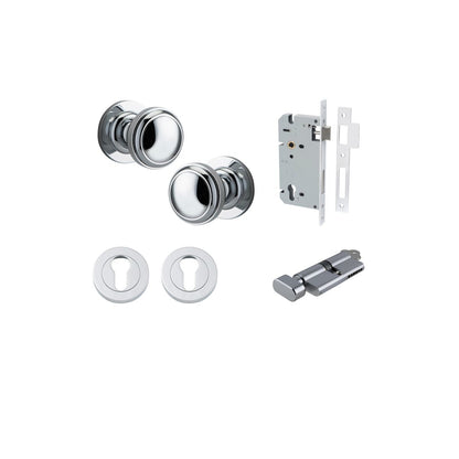 Iver Paddington  Door Knob Round Rose Concealed Fix Pair, Passage Kit, Privacy Kit , Entrance Kit with High Security Lock - Polished Chrome