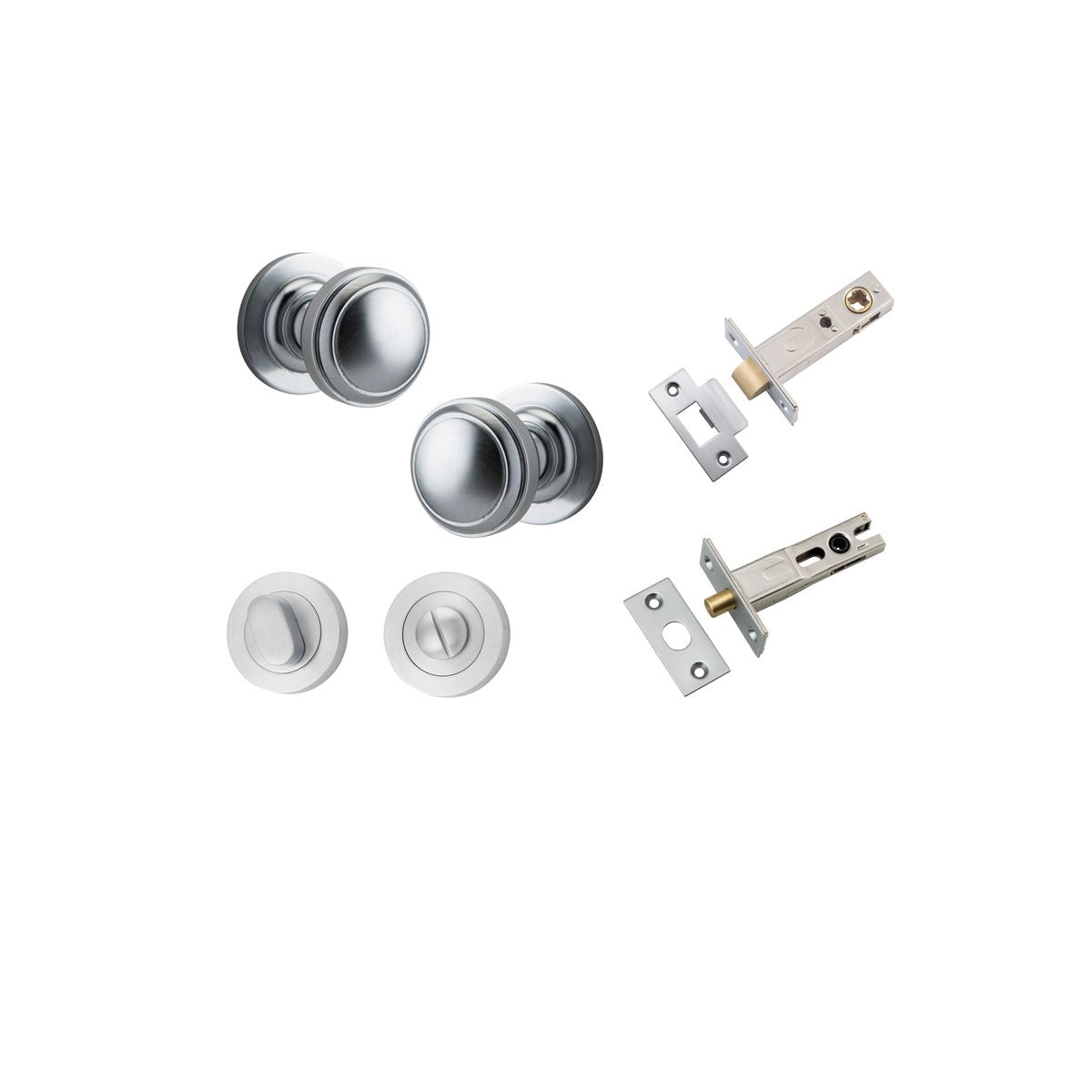 Iver Paddington  Door Knob Round Rose Concealed Fix Pair, Passage Kit, Privacy Kit , Entrance Kit with High Security Lock - Brushed Chrome