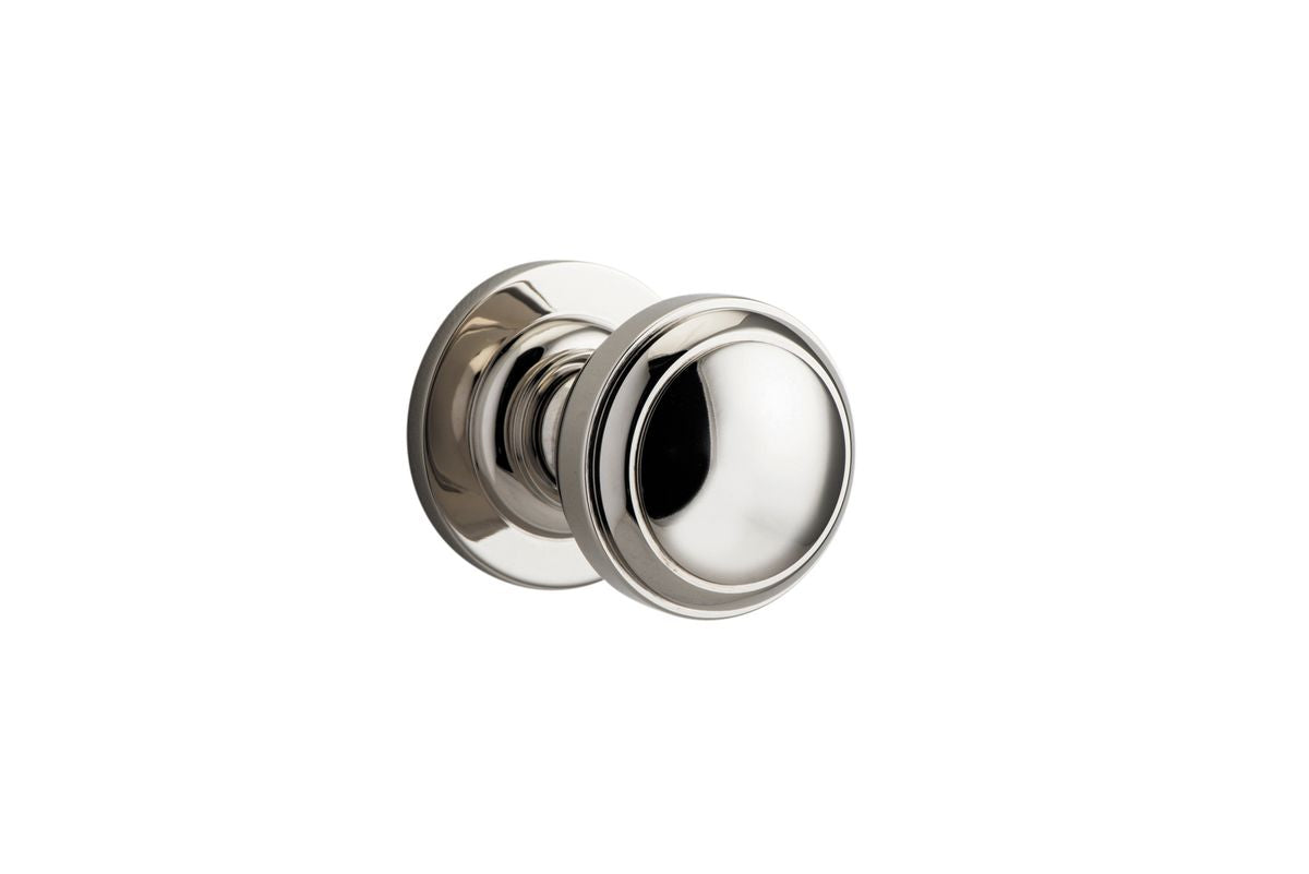 Iver Paddington  Door Knob Round Rose Concealed Fix Pair, Passage Kit, Privacy Kit , Entrance Kit with High Security Lock - Polished Nickel