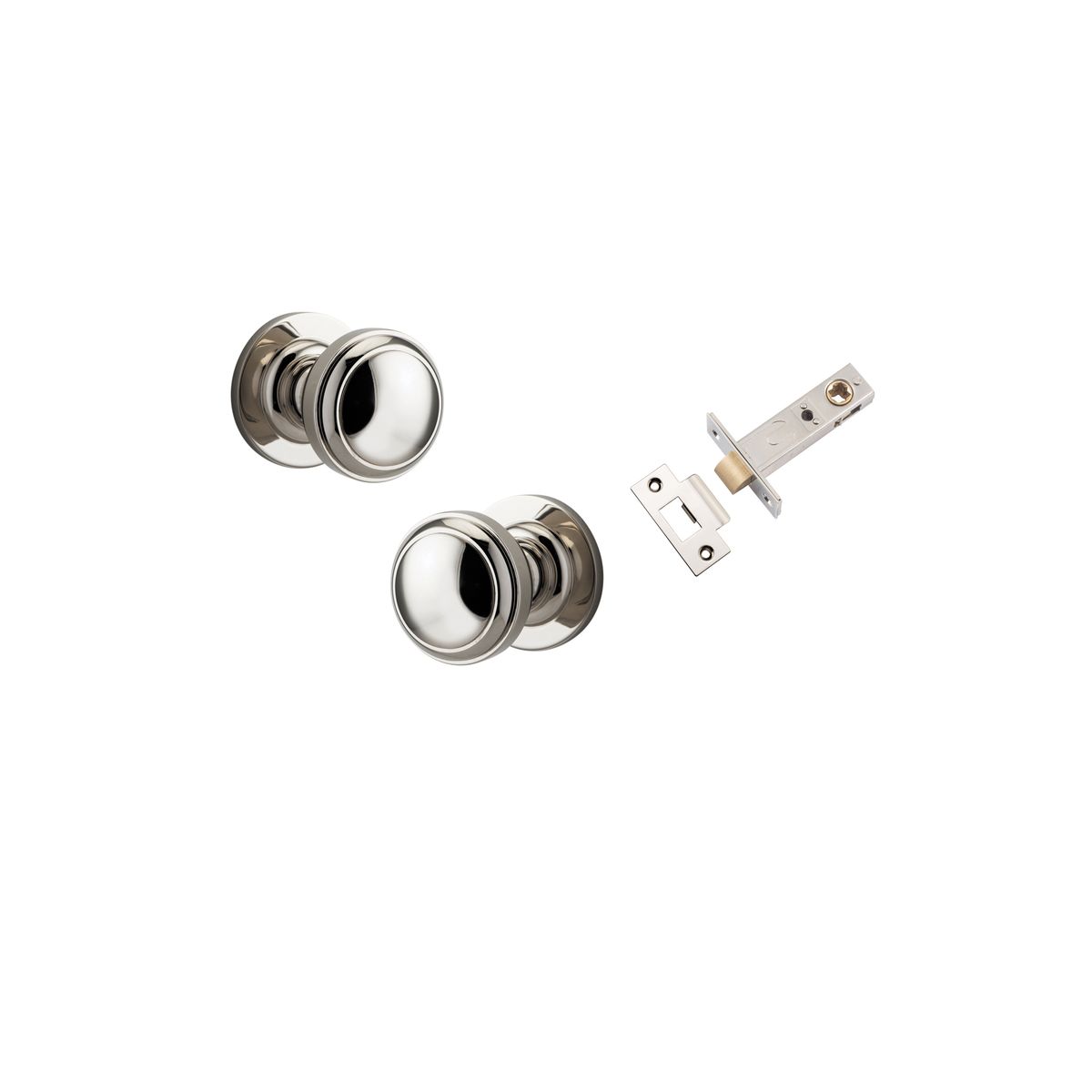 Iver Paddington  Door Knob Round Rose Concealed Fix Pair, Passage Kit, Privacy Kit , Entrance Kit with High Security Lock - Polished Nickel