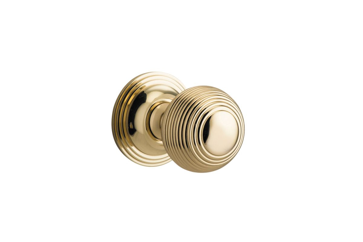 Iver Guildford Door Knob Rose Round Concealed Fix Pair, Passage Kit, Privacy Kit , Entrance Kit with High Security Lock - Polished Brass