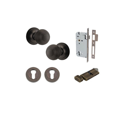 Iver Guildford Door Knob Rose Round Concealed Fix Pair, Passage Kit, Privacy Kit , Entrance Kit with High Security Lock - Signature Brass