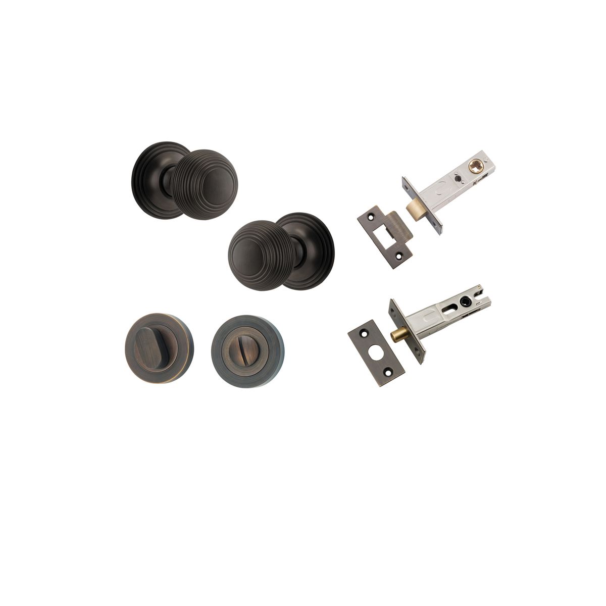 Iver Guildford Door Knob Rose Round Concealed Fix Pair, Passage Kit, Privacy Kit , Entrance Kit with High Security Lock - Signature Brass