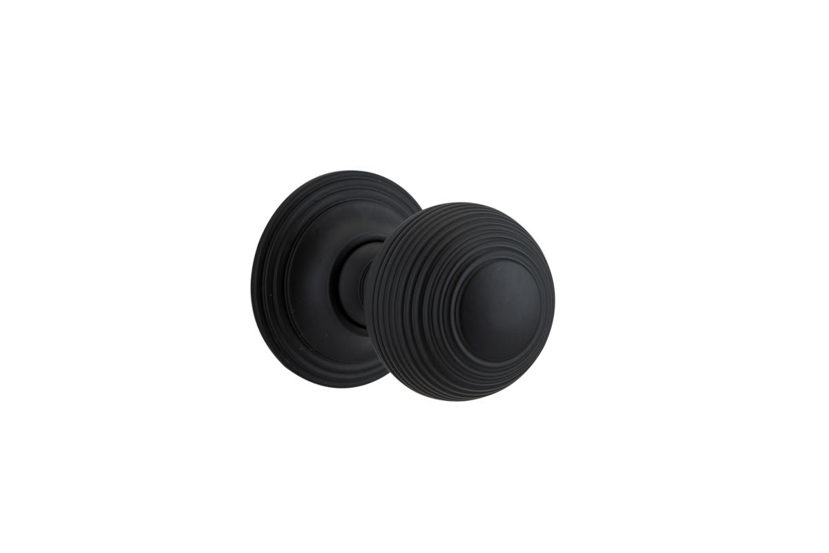 Iver Guildford Door Knob Rose Round Concealed Fix Pair, Passage Kit, Privacy Kit , Entrance Kit with High Security Lock - Matt Black